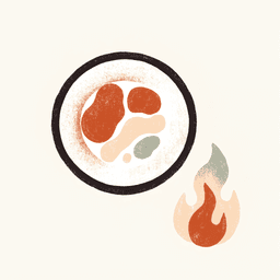 Illustration av en tallrik och en låga som symboliserar energi