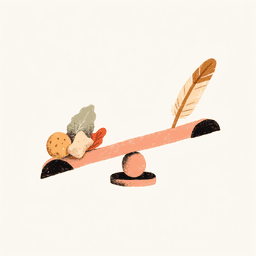 Illustration av en gungbräda i balans mellan mat och en fjäder